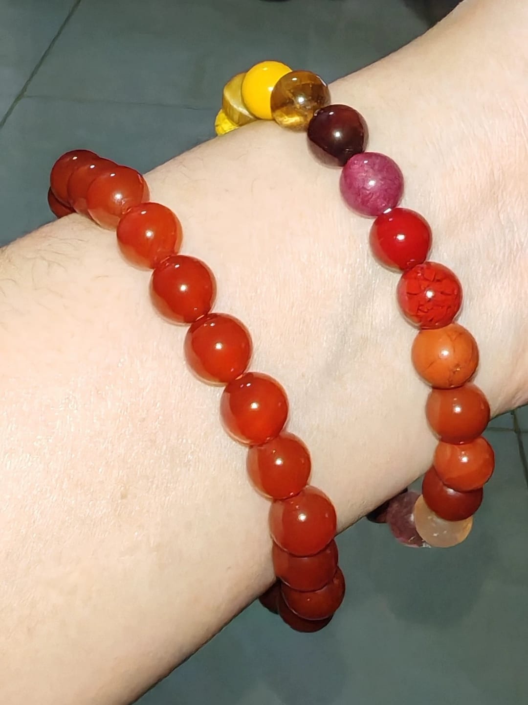 Customer photo review of FuAttract Harmony Balance & Positive Vibes Natural Multi Material Stone Unisex Versatile Bracelet