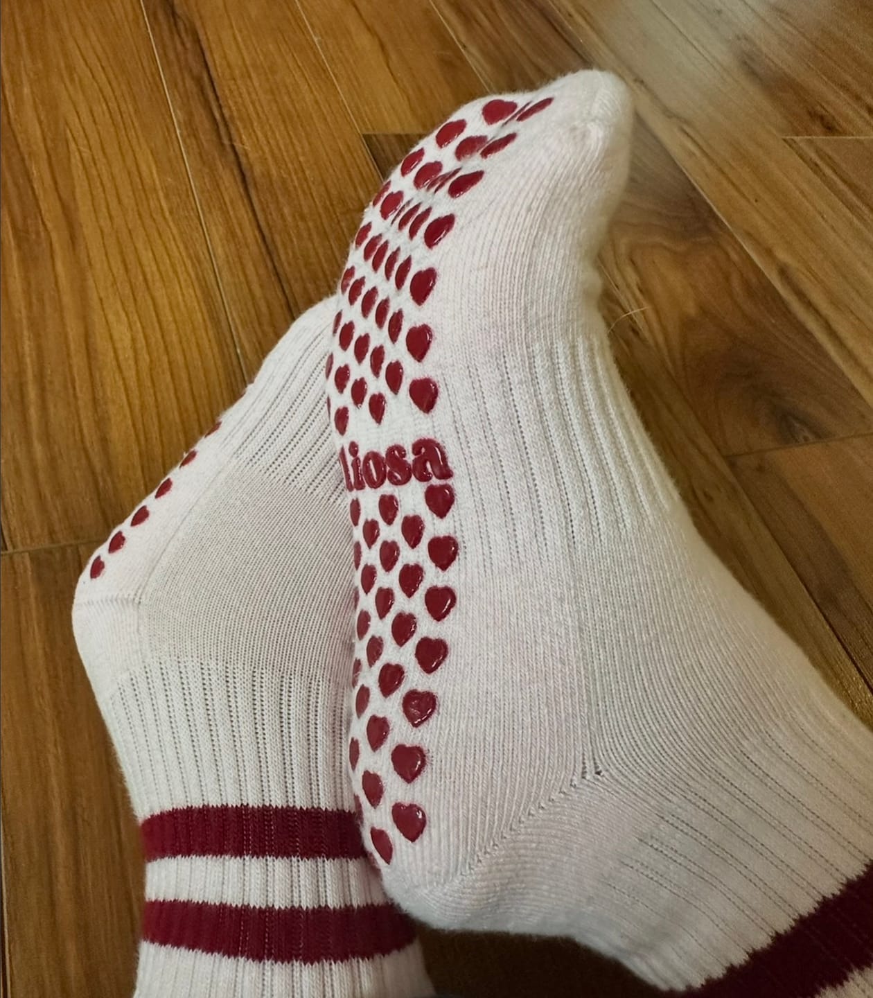 Customer photo review of Grip Stripes - Soft Pink