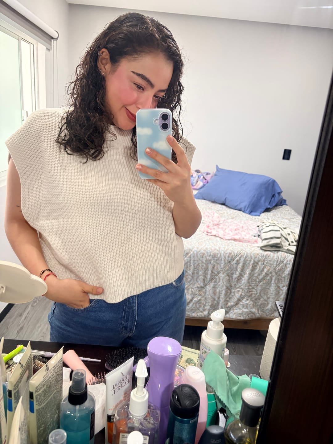 Customer photo review of Chaleco cuadrado tejido