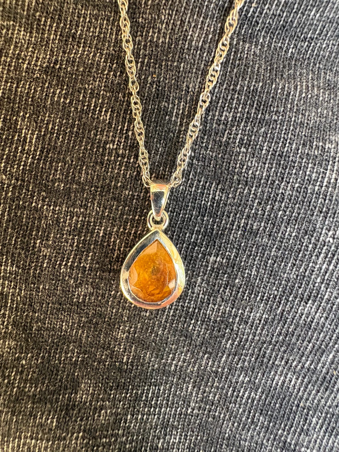 Customer photo review of Dainty Gemmed Drop Pendant