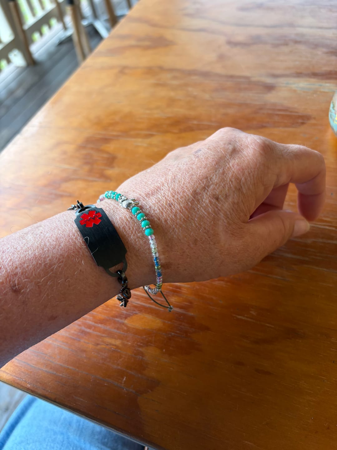 Customer photo review of Women's Black Heart Double Chain Medical ID Bracelet