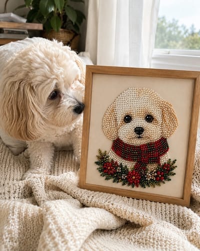 Customer photo review of Custom Pearl Art - For Family - AI Christmas Canvas Kit