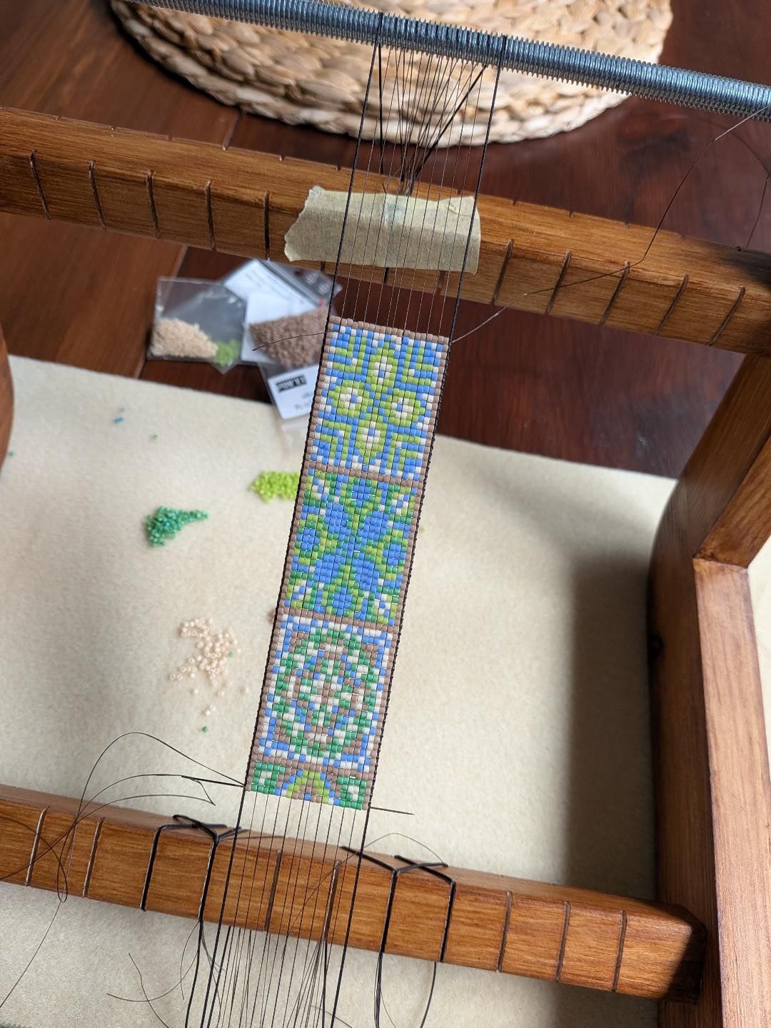 Customer photo review of Dark Modern Loom for LONG seed beadwork weaving